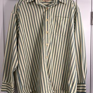 Striped Green and White Men's Shirt